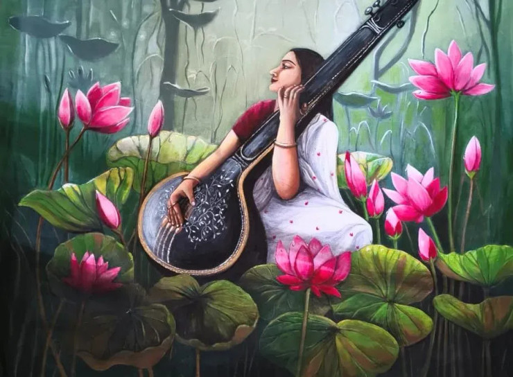 Hiraeth, A Morning To Wake Up At Home (ART-6775-121012) - Handpainted Art Painting - 50in X 38in