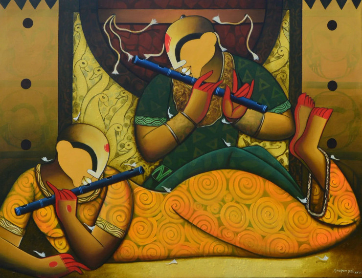 Echoes Of Devotion (ART-6351-121116) - Handpainted Art Painting - 47in X 36in