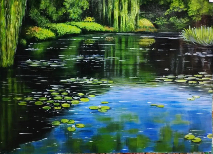 Echoes Of Still Water (ART-1005-121055) - Handpainted Art Painting - 20in X 28in