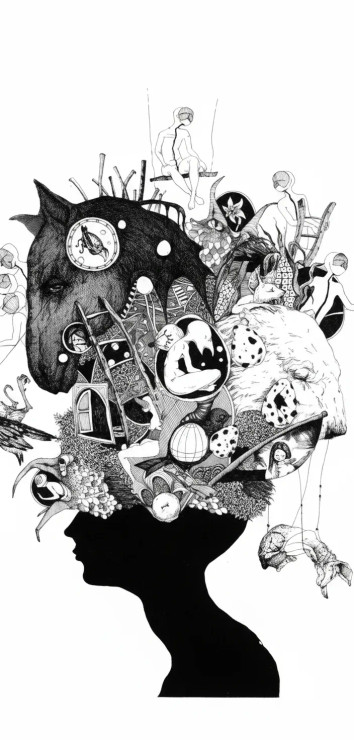 Bubbles Inner Reflection (PRT-1253-121111) - Canvas Art Print - 17in X 36in
