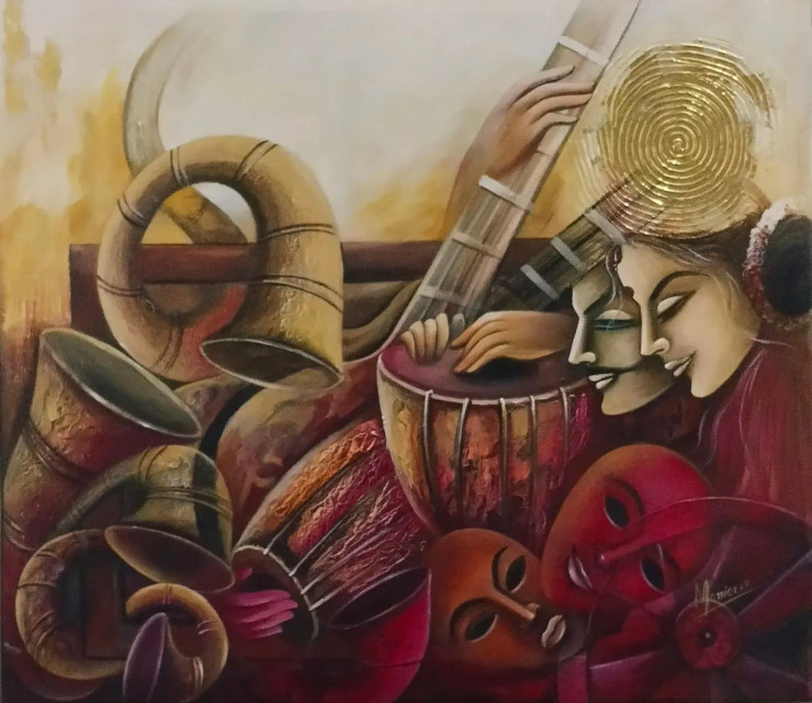 Harmony Of The Soul (ART-18391-121433) - Handpainted Art Painting - 32in X 28in
