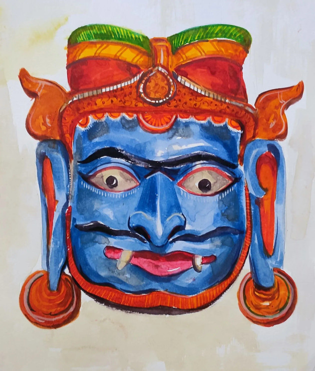 Asur (ART-7901-121068) - Handpainted Art Painting - 9in X 11in