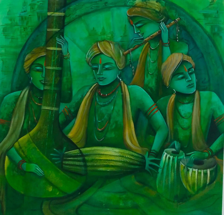 The Music Of Life (ART-18391-121432) - Handpainted Art Painting - 24in X 24in