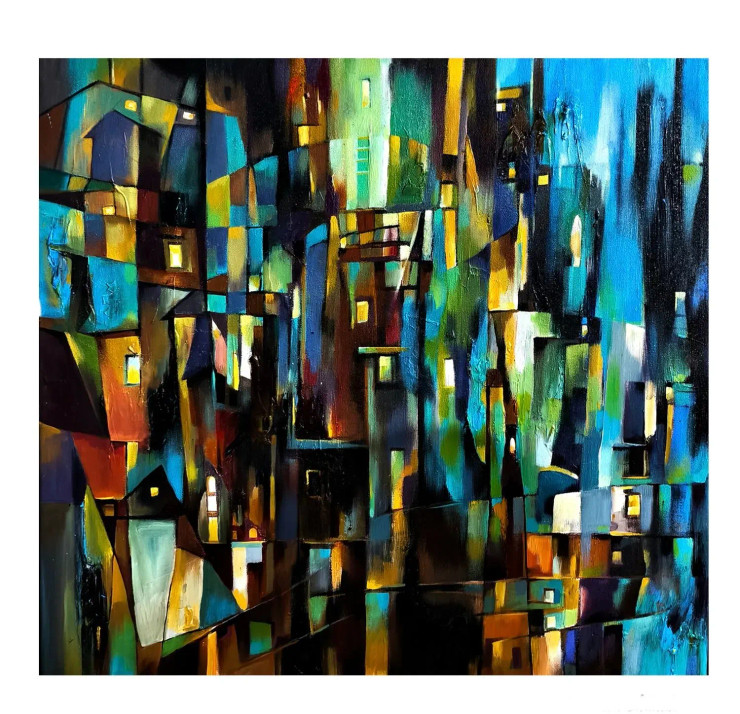 Urban Echoes (ART-9110-121406) - Handpainted Art Painting - 24in X 24in