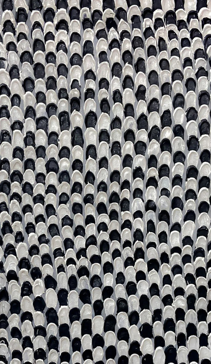 Black White Textured Abstract Minimal Modern Canvas (ART-8156-121263) - Handpainted Art Painting - 15in X 21in