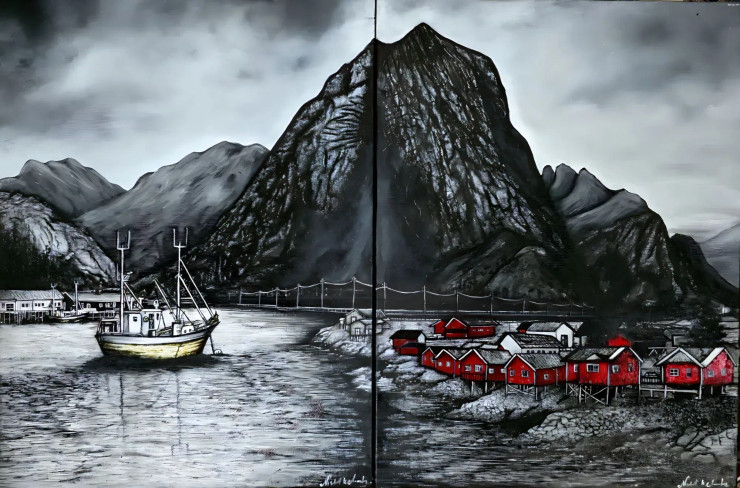 Untitled (ART-17843-121020) - Handpainted Art Painting - 36in X 24in