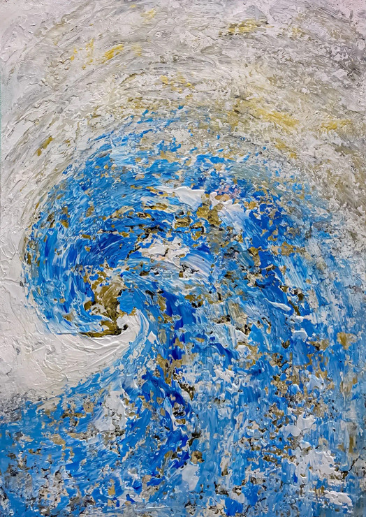 Blue Wave Abstract Textured Canvas Modern Wall Art (ART-8156-121240) - Handpainted Art Painting - 15in X 21in
