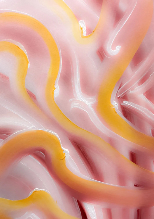 Blush Pink And Yellow Flow Abstract Painting (ART-8156-121153) - Handpainted Art Painting - 15in X 21in