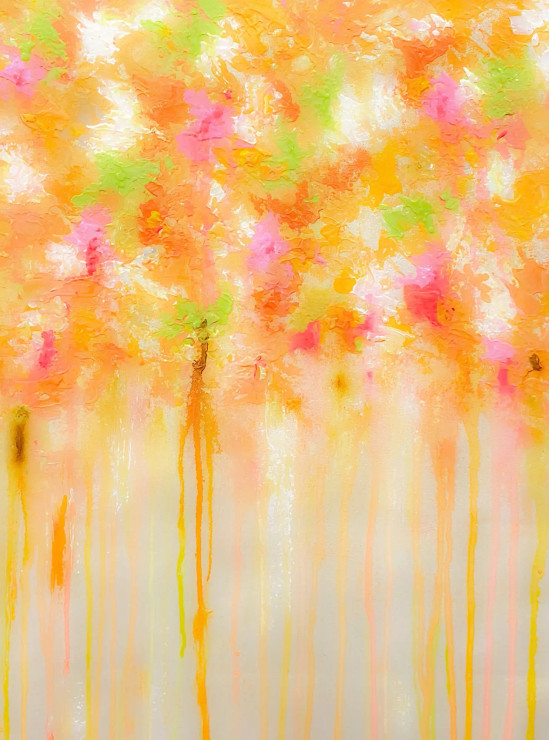 Vibrant Floral Abstract With Dripping Color Texture (PRT-8156-121371) - Canvas Art Print - 18in X 24in