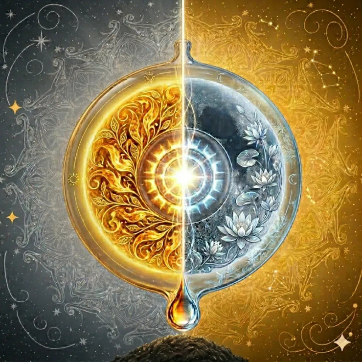 The Sun And Moon (PRT-1253-121494) - Canvas Art Print - 30in X 30in