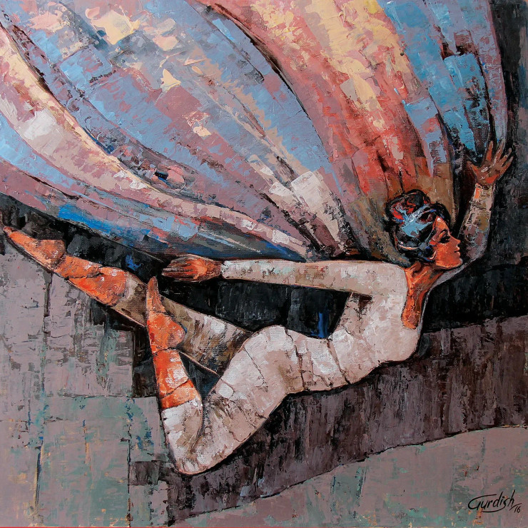 Dance To The Celebration (ART-2571-121475) - Handpainted Art Painting - 18in X 18in