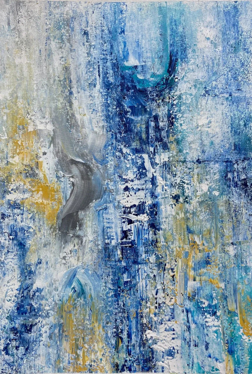 Blue Passage Abstract (PRT-8156-121561) - Canvas Art Print - 16in X 24in
