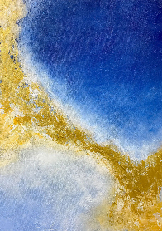 Soft Gradients Cut By Textured Golden Divide (PRT-8156-121627) - Canvas Art Print - 17in X 24in