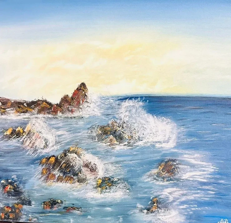 Sea (ART-17937-121656) - Handpainted Art Painting - 18in X 24in