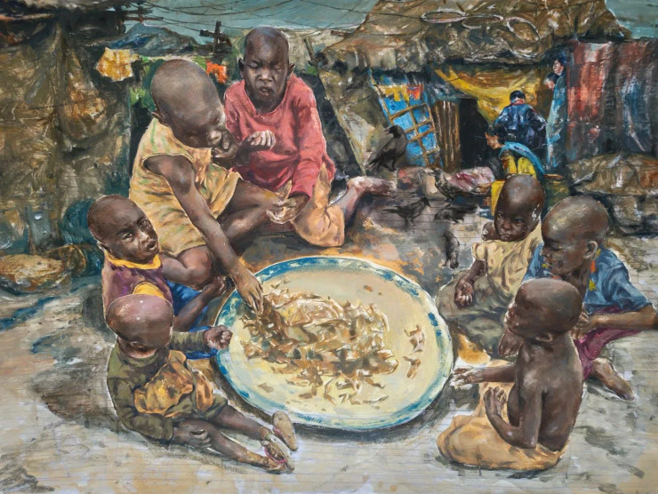 Slum Life (ART-18009-120510) - Handpainted Art Painting - 30in X 22in