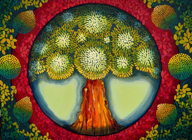 Kalp Vriksh Series 2 (ART-3702-121729) - Handpainted Art Painting - 48in X 36in