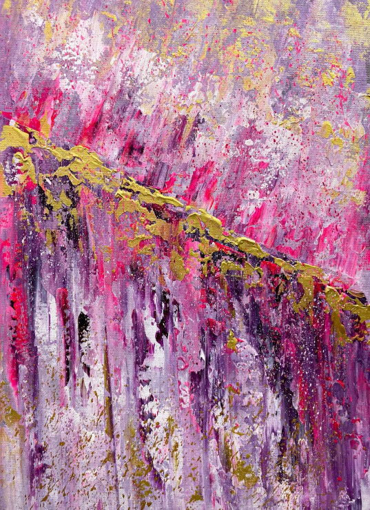 Abstract Blossom Rain (PRT-8156-121768) - Canvas Art Print - 17in X 24in