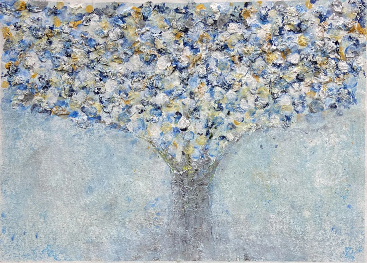 Azure Flourish (PRT-8156-121592) - Canvas Art Print - 24in X 17in