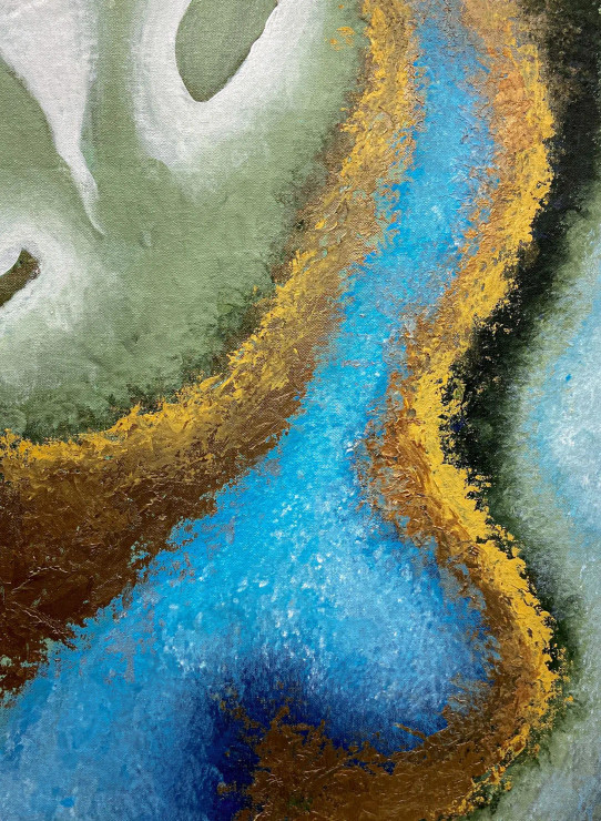 Whispering Waters Of Gold (PRT-8156-121721) - Canvas Art Print - 18in X 24in