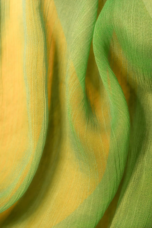 Green And Yellow Draped Fabric (PRT-15842-121705) - Canvas Art Print - 24in X 36in