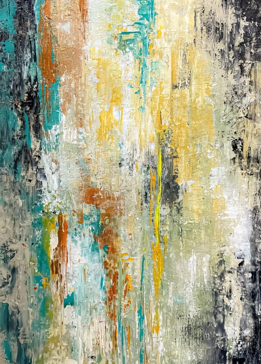 Turquoise Golden Mirage (PRT-8156-121897) - Canvas Art Print - 17in X 24in
