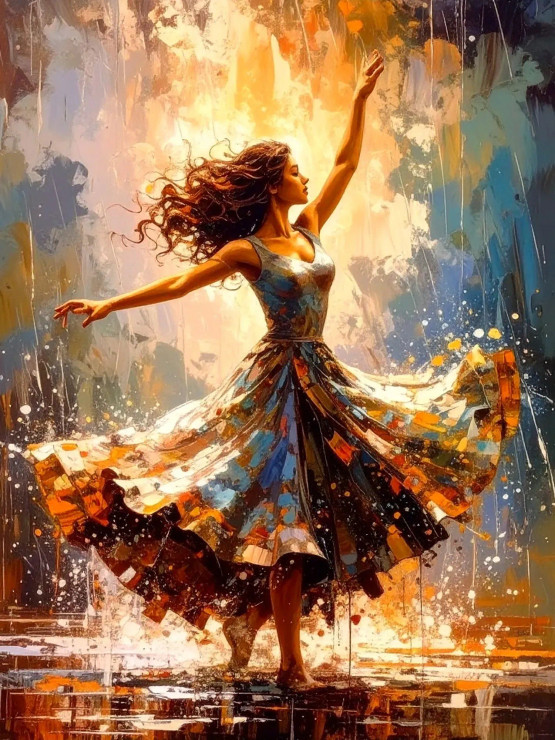 Rain-Kissed Dance (PRT-17594-122160) - Canvas Art Print - 13in X 18in