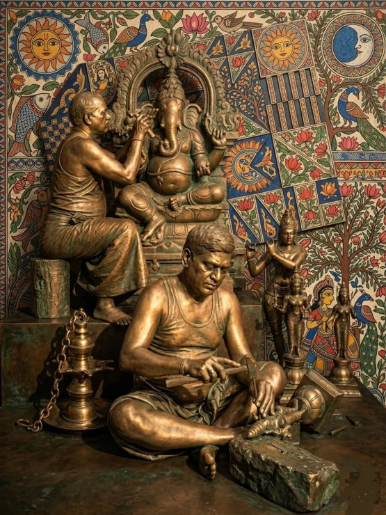 The Sculptors' Synthesis: Lineage In Bronze (PRT-18374-122108) - Canvas Art Print - 23in X 30in