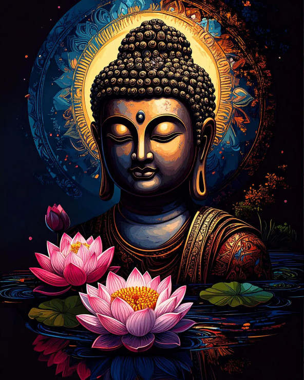 Golden Buddha Of Inner Peace (PRT-17594-121948) - Canvas Art Print - 29in X 36in