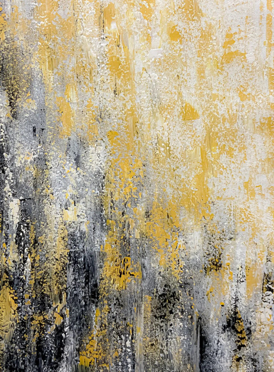 Gold Textured Abstract With Black And Neutral Depth (PRT-8156-121387) - Canvas Art Print - 18in X 24in