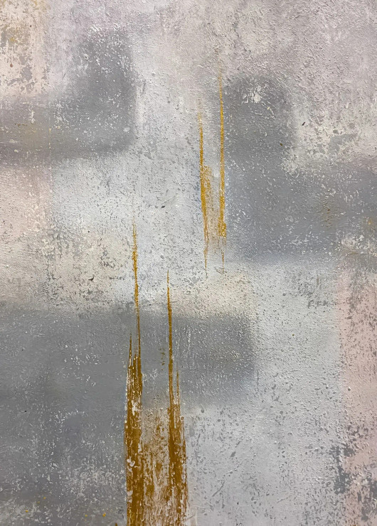Minimal Gold Vertical Abstract Textured Neutral Canvas Art (ART-8156-121231) - Handpainted Art Painting - 15in X 21in