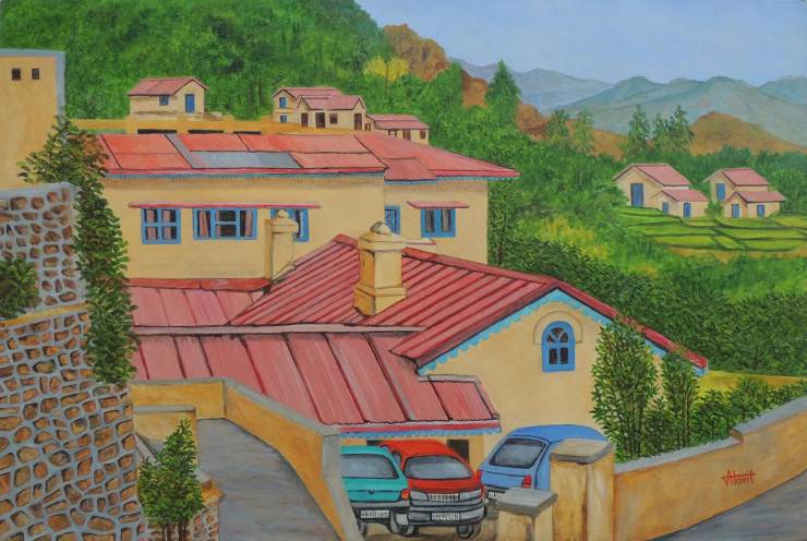 Beautiful Homes I (PRT-2948-119152) - Canvas Art Print - 18in X 12in