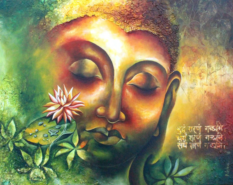 Golden Awakening (ART-18430-122111) - Handpainted Art Painting - 20in X 16in