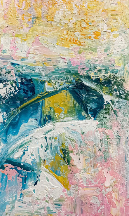 Pastel Coastal Escape (ART-8156-122026) - Handpainted Art Painting - 9in X 15in