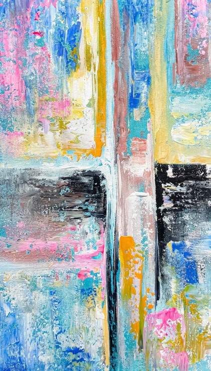 Pastel Geometry Luxe Abstract Painting (ART-8156-121964) - Handpainted Art Painting - 9in X 15in
