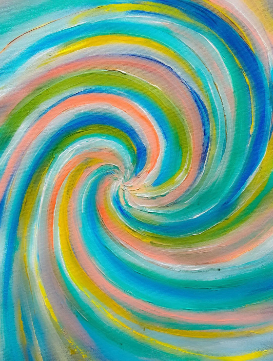 Pastel Spiral Dream Abstract Painting (ART-8156-121945) - Handpainted Art Painting - 13in X 17in