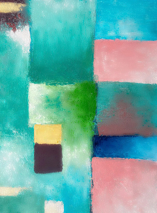 Pastel Harmony Blocks Abstract Painting (ART-8156-121939) - Handpainted Art Painting - 15in X 21in