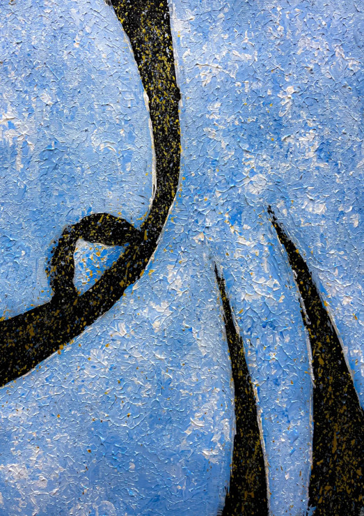 Azure Harmony Figure Abstract Painting (ART-8156-121907) - Handpainted Art Painting - 15in X 21in