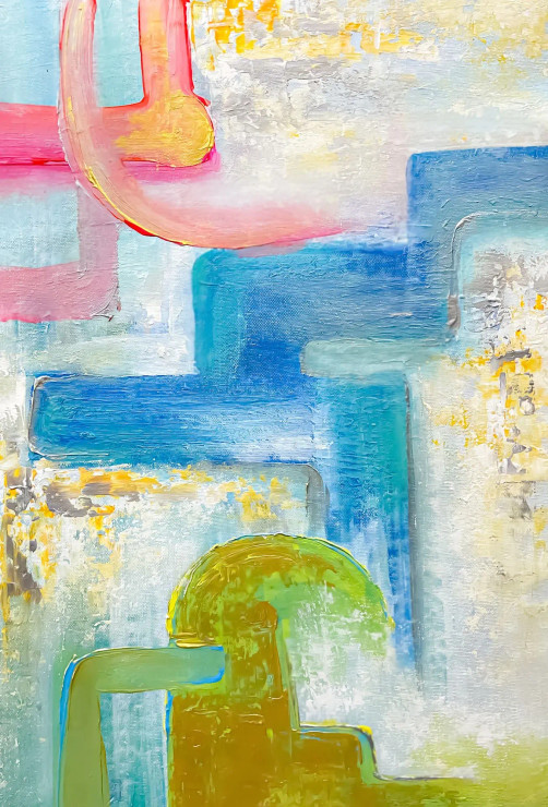 Modern Pastel Geometric Flow (ART-8156-122095) - Handpainted Art Painting - 15in X 21in