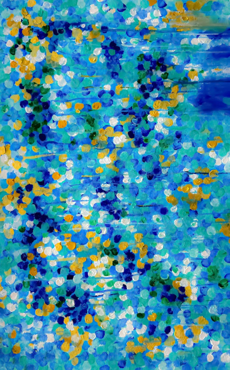 Ocean Confetti Harmony Abstract Painting (ART-8156-121916) - Handpainted Art Painting - 15in X 24in