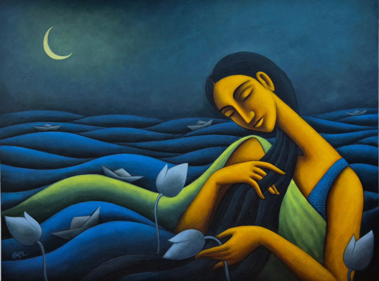 Ocean Of Dreams 3 (ART-8444-122234) - Handpainted Art Painting - 40in X 30in