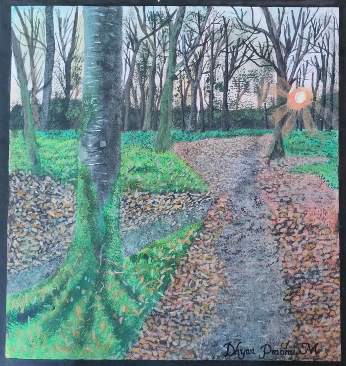 November’s Carpet (ART-18489-122257) - Handpainted Art Painting - 13in X 14in