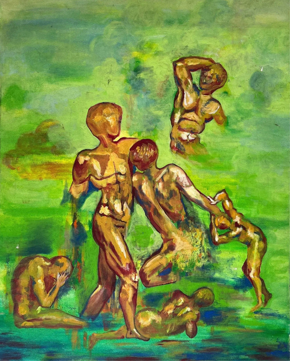 Figures In Harmony (ART-17654-122277) - Handpainted Art Painting - 24in X 30in