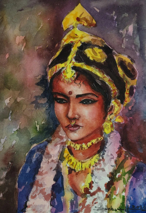 Aura Of Shakti (ART-17209-122328) - Handpainted Art Painting - 11in X 15in