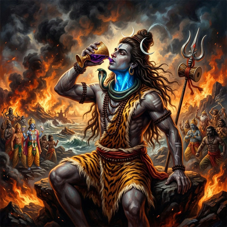 Tara Ma - The Cooling Grace | She Who Healed The Cosmic Poison Of Shiva (PRT-8740-122397) - Canvas Art Print - 12in X 12in