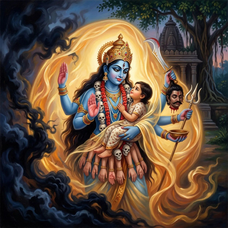 Kali Ma - Divine Protection | Impenetrable Shield Against Negativity (PRT-8740-122394) - Canvas Art Print - 12in X 12in
