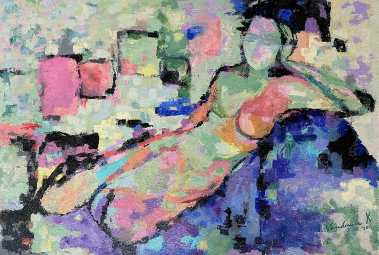 Asha (ART-18240-122413) - Handpainted Art Painting - 34in X 23in
