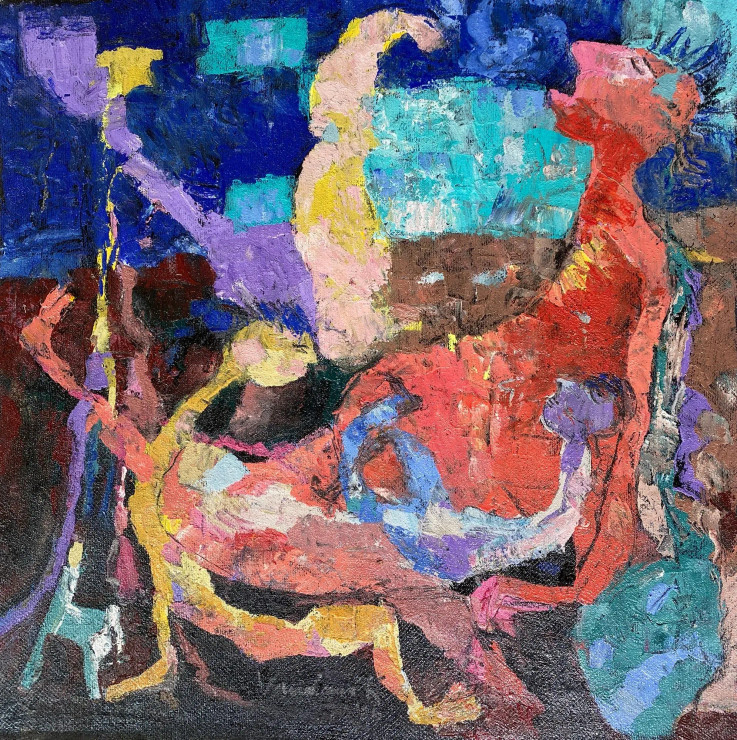 Lounging Figures (ART-18240-122411) - Handpainted Art Painting - 23in X 23in