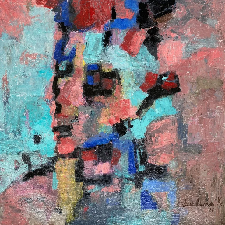 Blue Woman (ART-18240-122405) - Handpainted Art Painting - 24in X 23in