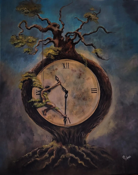 Duel With Time (ART-18522-122354) - Handpainted Art Painting - 24in X 30in