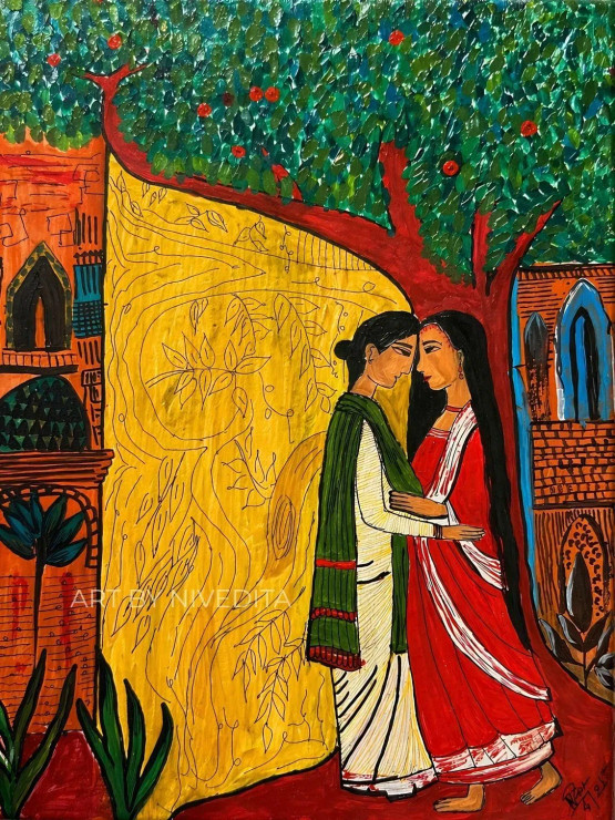 Roots Of Celebration (ART-18509-122310) - Handpainted Art Painting - 10in X 13in